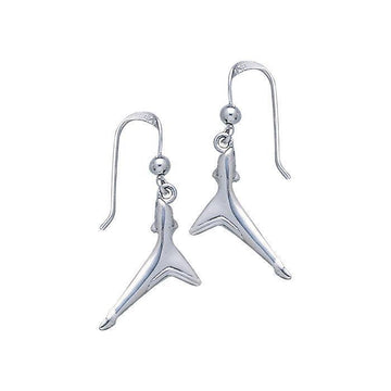 Black TipShark Tail Sterling Silver Hook Earring TE2226 - Jewelry